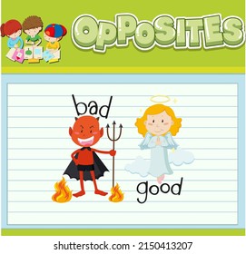 Opposite words with pictures for kids illustration