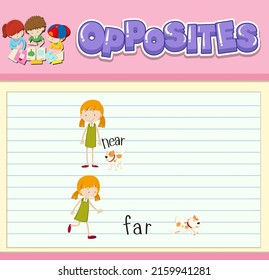 Opposite words with pictures for kids illustration