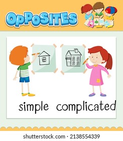 Opposite Words For Simple And Complicated Illustration