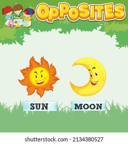 Opposite Words Sun Moon Illustration Stock Vector (Royalty Free ...