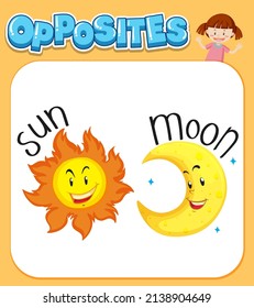 Opposite Words Sun Moon Illustration Stock Vector (royalty Free 