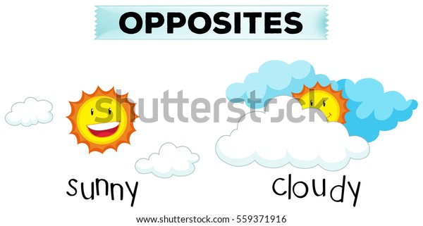 opposite-words-sunny-cloudy-illustration-stock-vector-royalty-free