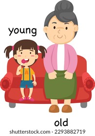 Opposite young and old vector illustration