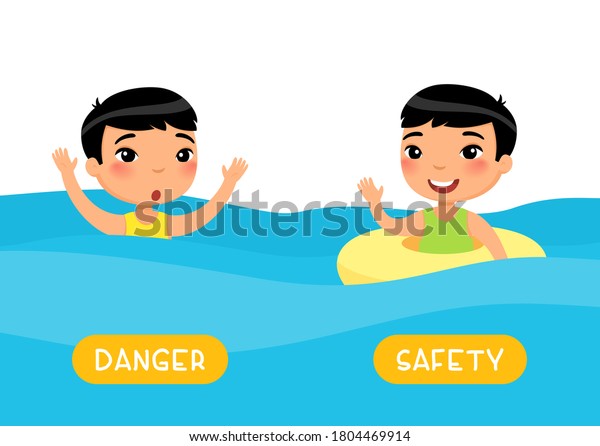 Opposites Concept Safety Danger Flashcard Antonyms Stock Vector Royalty Free 1804469914 