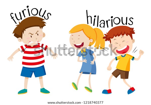 Opposites Furious Hilarious Illustration Stock Vector (Royalty Free ...