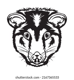 Opposum face vector illustration in decorative style, perfect for tshirt style and mascot logo