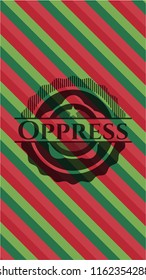 Oppress christmas colors emblem.