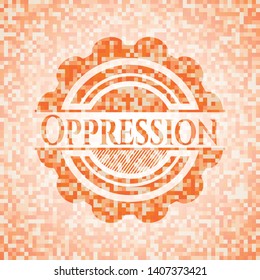 Oppression abstract orange mosaic emblem