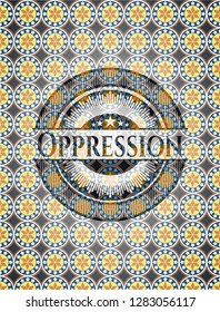 Oppression arabesque style badge. arabic decoration.