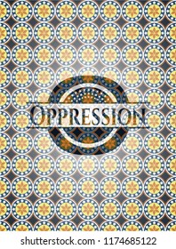 Oppression arabic badge. Arabesque decoration.
