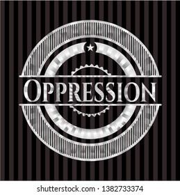 Oppression silvery badge. Vector Illustration. Mosaic.