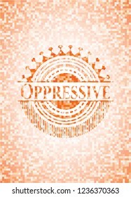 Oppressive abstract orange mosaic emblem with background