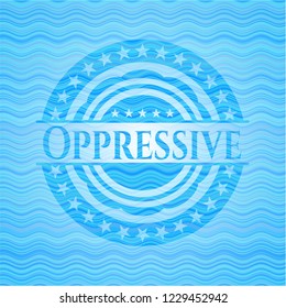 Oppressive sky blue water style emblem.