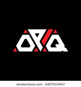 OPQ triangle letter logo design with triangle shape. OPQ triangle logo design monogram. OPQ triangle vector logo template with red color. OPQ triangular logo Simple, Elegant, and Luxurious design.