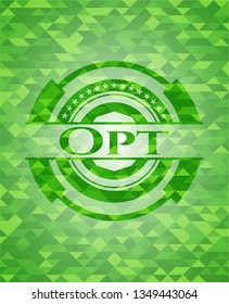 Opt green emblem with mosaic background