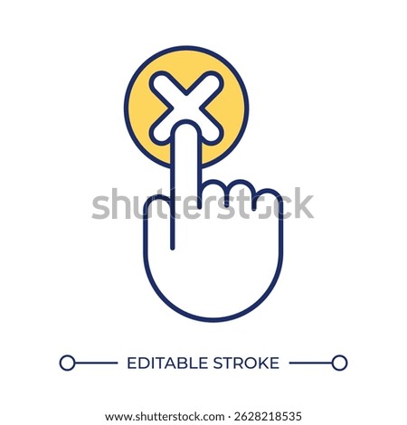 Opt out consent line color icon. Automatic data collecting until user decline. Principle of information processing. Isolated vector illustration. Flat colorful symbol design. Editable stroke