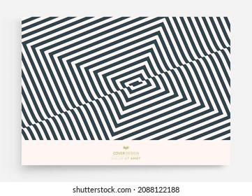 Optic art illustration of black and white squares. The geometric background by stripes. 3d vector patter for brochure, annual report, magazine, poster, presentation, flyer or banner.