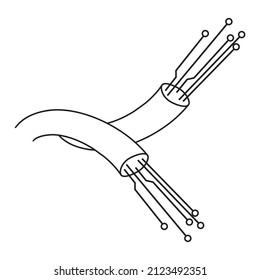 optic cable for internet equipment.  Flat vector design