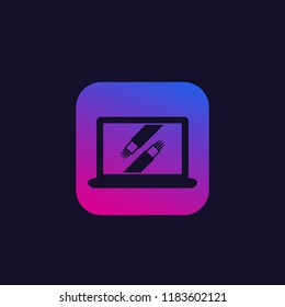 optic cables on screen of laptop icon