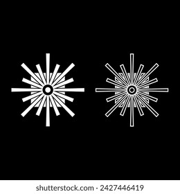 Optic connector port fiber cable laser beam set icon white color vector illustration image solid fill outline contour line thin flat style