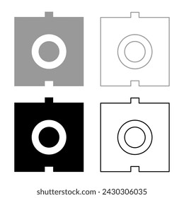 Conector óptico puerto cable de fibra rayo láser conjunto icono gris color negro ilustración vectorial imagen sólido contorno contorno línea delgado estilo plano