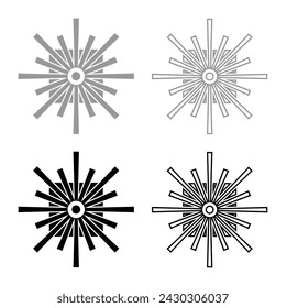 Optic connector port fiber cable laser beam set icon grey black color vector illustration image solid fill outline contour line thin flat style