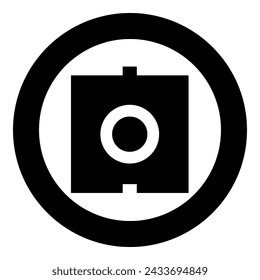 Optic connector port fiber cable laser beam icon in circle round black color vector illustration image solid outline style