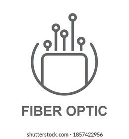 Optic fiber cable icon. Optic or Fiber cable, network connection, computer wire. Data transfer symbol isolated on white background. Optic fiber vector.