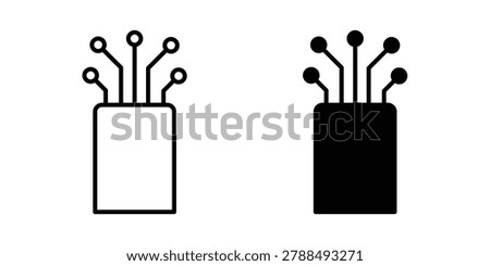 optic fiber cable icon outlined. Flat fill icons