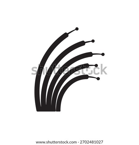 optic fiber cable icon template, optic fiber symbol vector sign in black flat shape design isolated on white background
