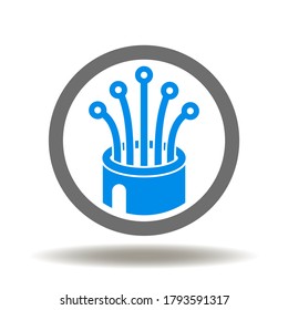 Optic Fiber Cable Icon Vector. Optical Light Data Transfer Network Internet Technology Logo.