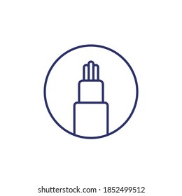optic fiber cable line icon, vector