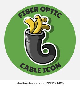 Optic fiber cable on green round background