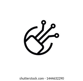 Optic fiber icon flat sign illustration