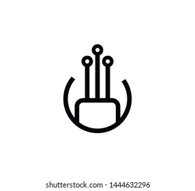 Optic fiber icon flat sign illustration