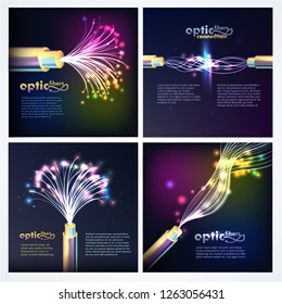 Optic Fibers Backgrounds with cable set
