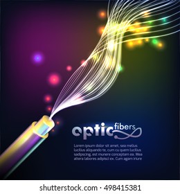 Optic Fibers Vector Background with cable