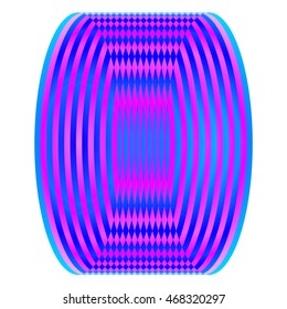 Optic illusion with blue and pink geometric shape. Vector isolated object