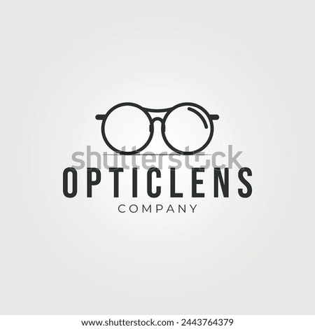 optic lens simple line art logo vector vintage illustration, lets see the world with new vision