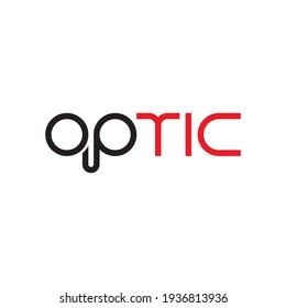 OPTIC letter with Eyeglass logo design vector