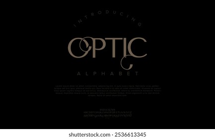 Tipografia óptica beleza moda elegante minimalista serif italic fontes decorativo casamento vintage retro logos. Logotipo de fonte de luxo mínimo alfabeto. Ilustração vetorial