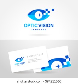 optic vision logo design symbol emblem, silhouette eye symbol icon vector