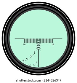 Optic Weapon Sight with Green Glass Isolated on White Background. Rifle or Gun Gadget.