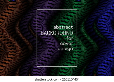 Optical art abstract background for dynamic cover design. Colorful gradient striped pattern with frame for text.