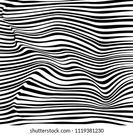 optical art abstract background wave design black and white