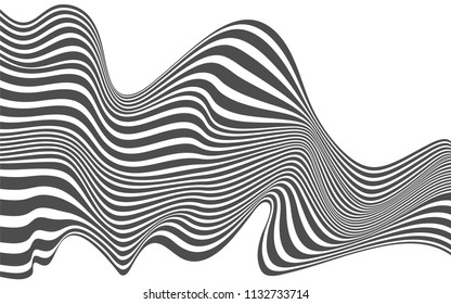 optical art abstract background wave design black and white