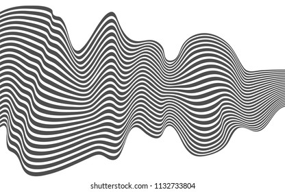 optical art abstract background wave design black and white