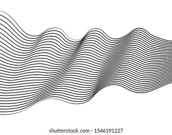 Optical art abstract background wave design black and white. Vector Illustration