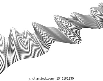 Optical art abstract background wave design black and white. Vector Illustration