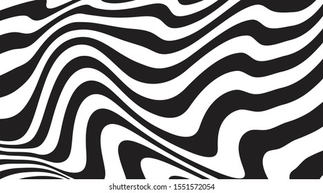 Optical art abstract background wave design black and white. Vector Illustration